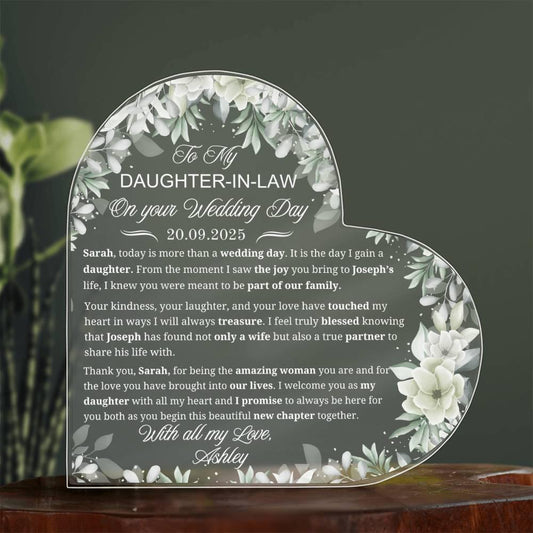 Daughter-in-Law Wedding Gift Personalized Acrylic Plaque