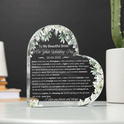To My Bride on Your Wedding Day Personalized Acrylic Plaque – view 2