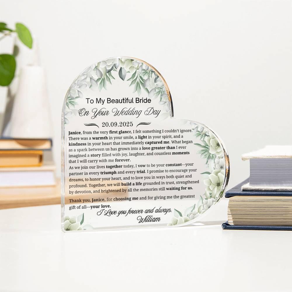 To My Bride on Your Wedding Day Personalized Acrylic Plaque – view 3