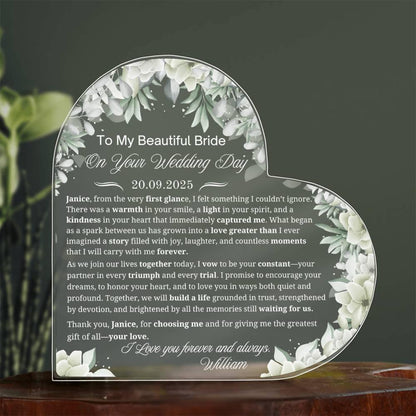 To My Bride on Your Wedding Day Personalized Acrylic Plaque