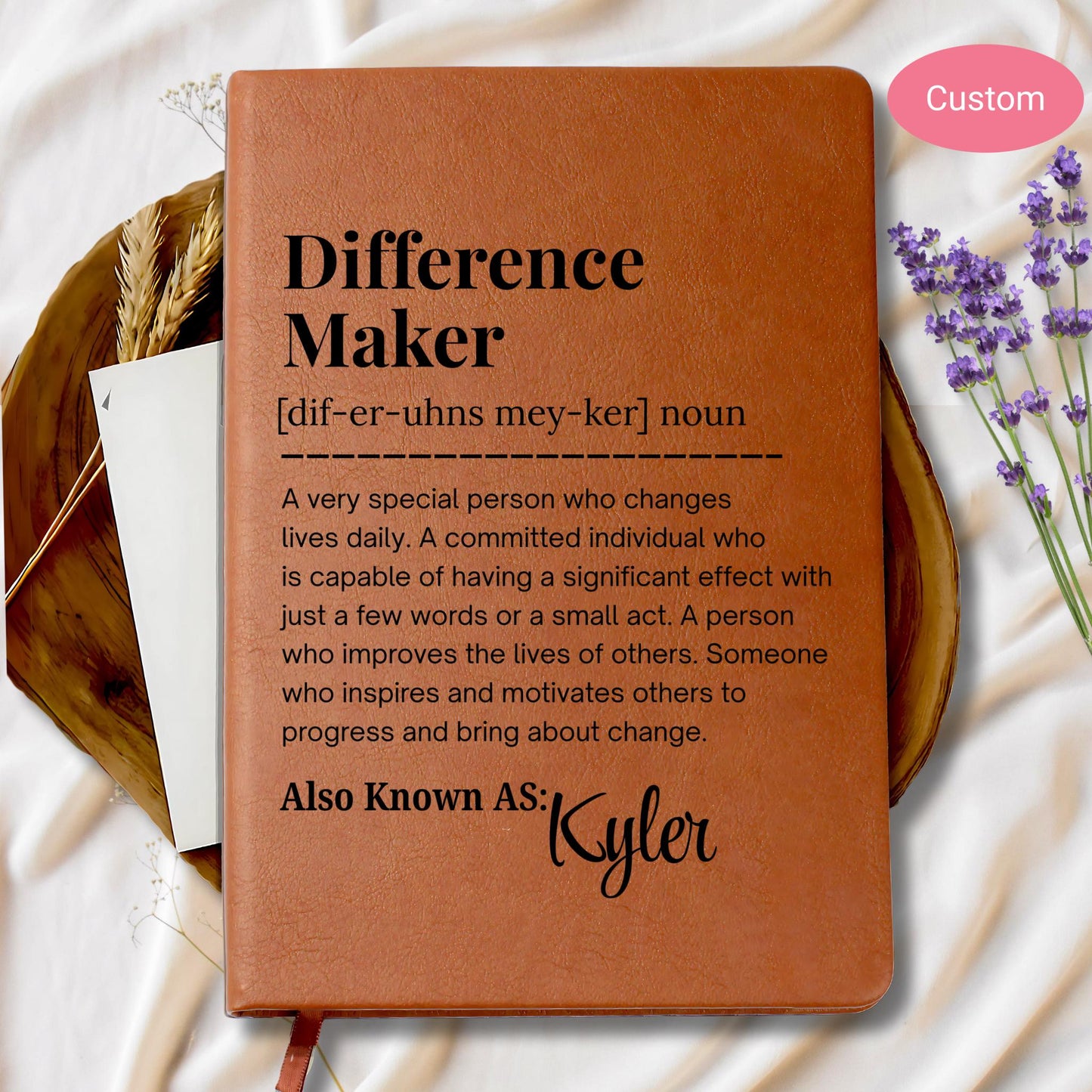 Difference Maker Personalized Leather Journal – Mentor Gift – view 2