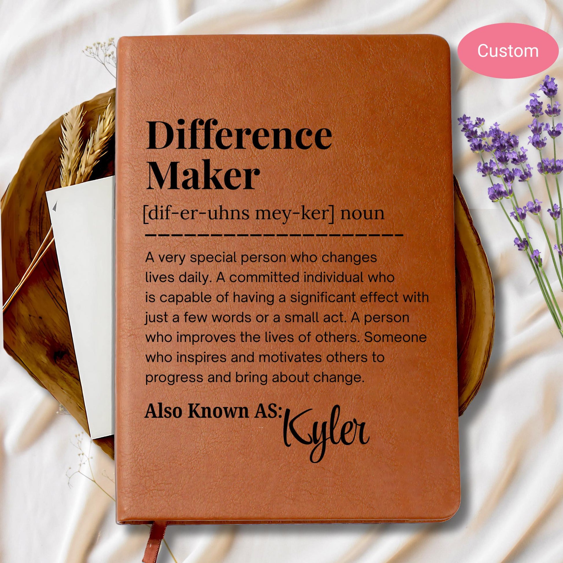 Difference Maker Personalized Leather Journal – Mentor Gift – view 2