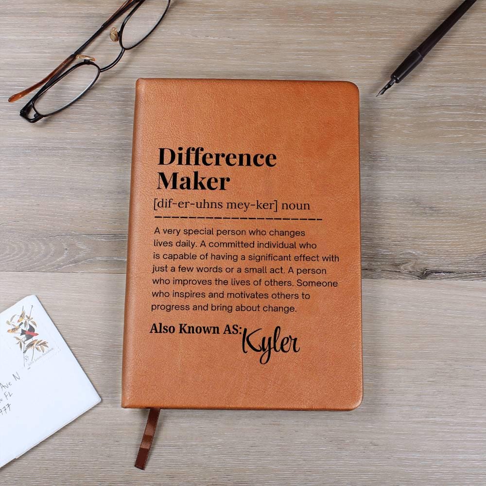Difference Maker Personalized Leather Journal – Mentor Gift – view 8