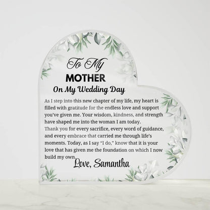 To My Mom on My Wedding Day Personalized Acrylic Plaque – view 5
