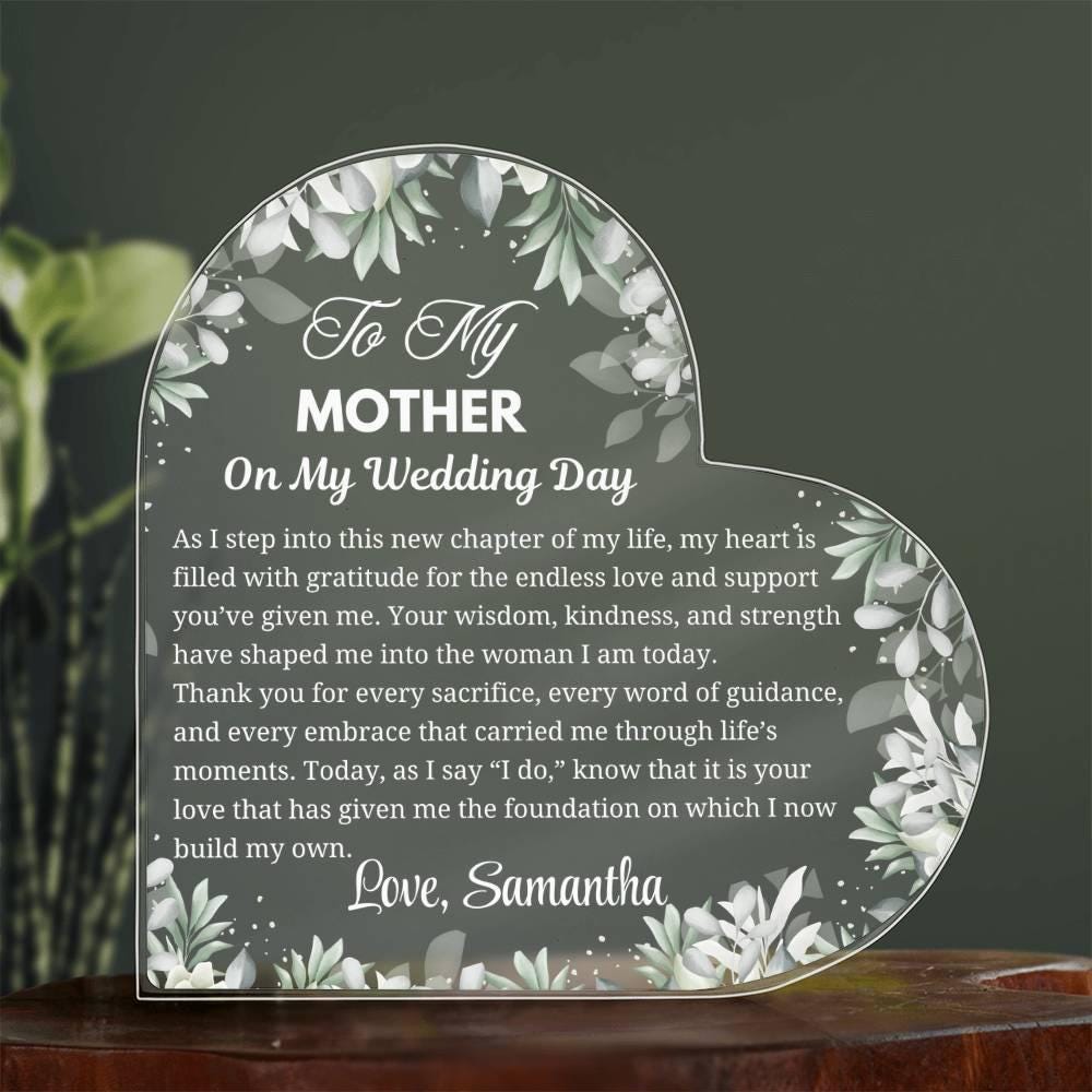 To My Mom on My Wedding Day Personalized Acrylic Plaque – view 4