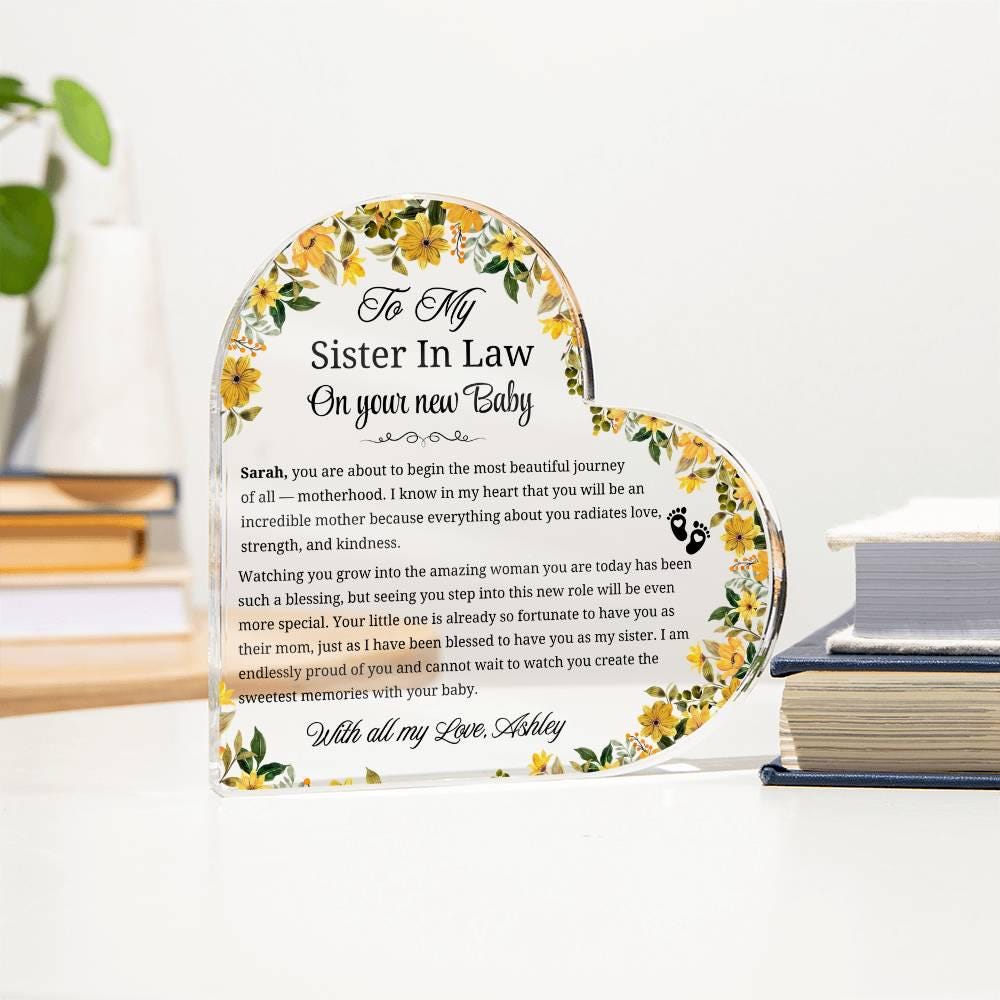 To My Sister-in-Law on Your New Baby Personalized Acrylic Plaque – view 3