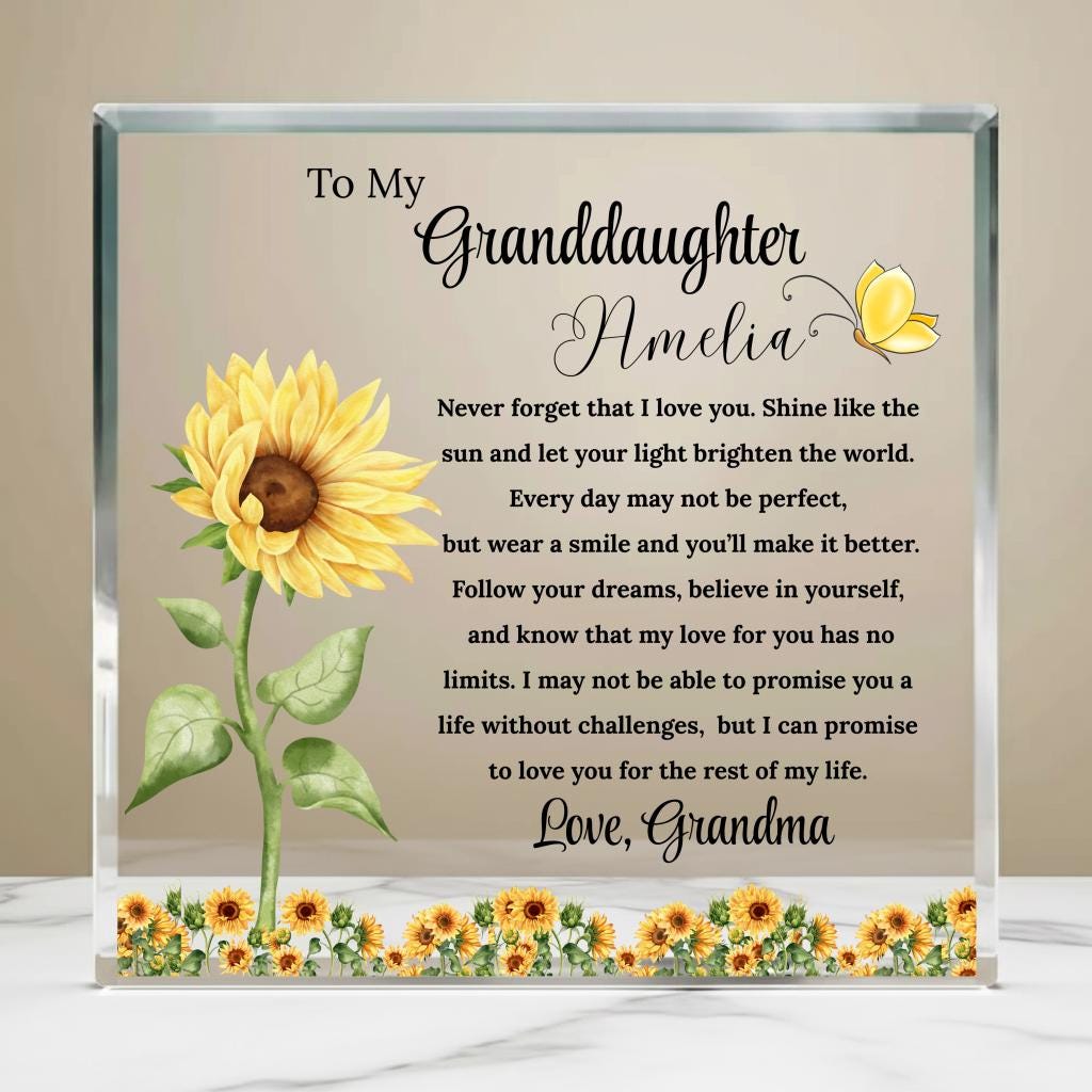 To My Granddaughter Gift Personalized Acrylic Block – Birthday Gift – view 5