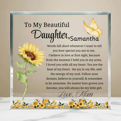 To My Daughter Personalized Thick Acrylic Plaque – Gift from Mom – view 4