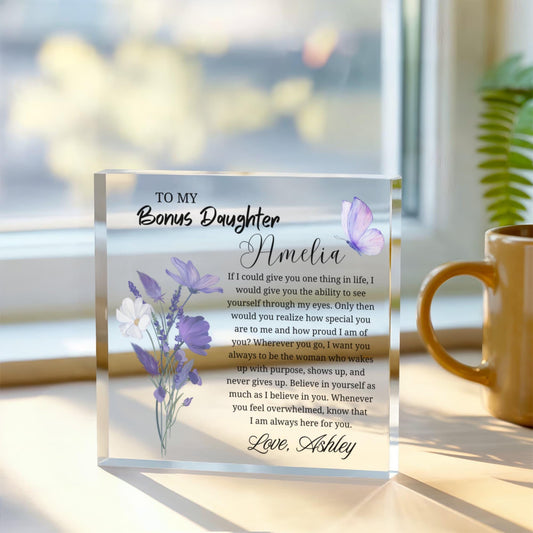To My Bonus Daughter Gift Personalized Acrylic Plaque – Christmas Gift – view 2