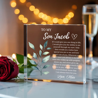 To My Son Gift Personalized Acrylic Plaque – Gift from Mom – view 4