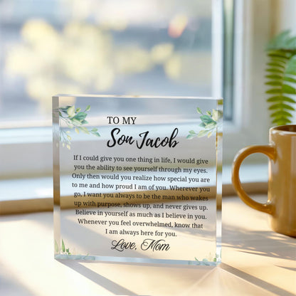 Personalized Son Gift Acrylic Plaque – Gift from Mom – view 3