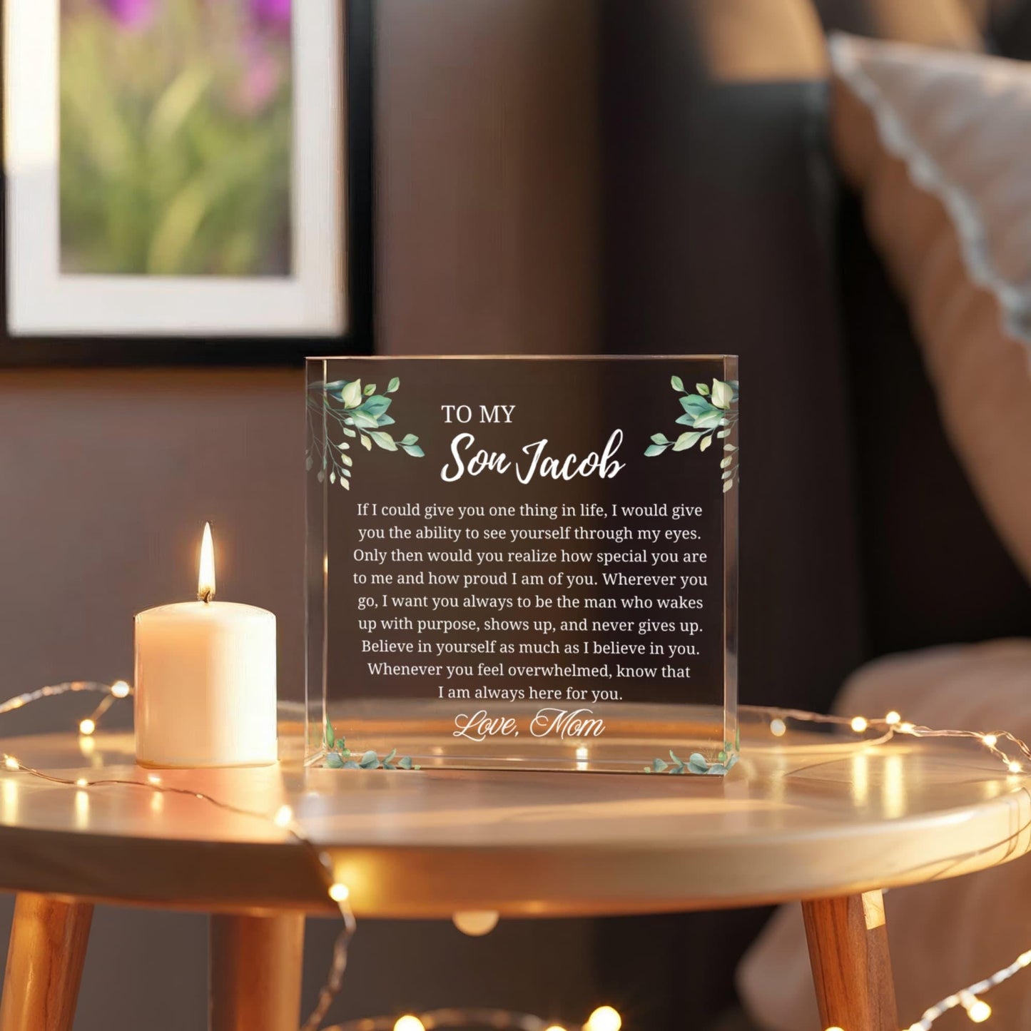 Personalized Son Gift Acrylic Plaque – Gift from Mom – view 4