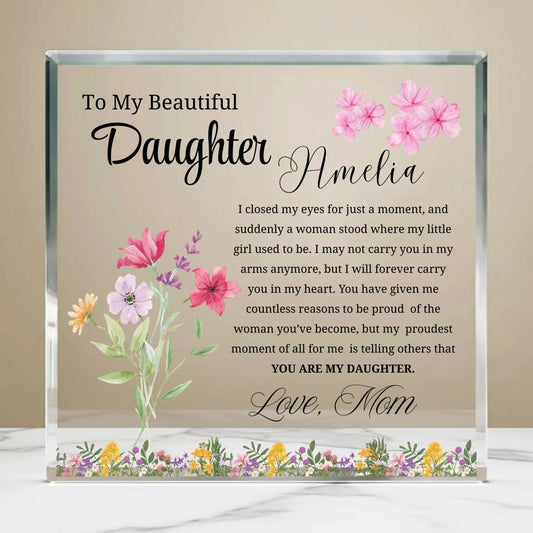 Personalized Daughter Gift Floral Acrylic Plaque – Gift from Mom