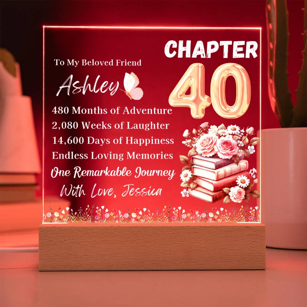 40th Birthday Gift Personalized Plaque With LED Base – Chapter 40 – view 4