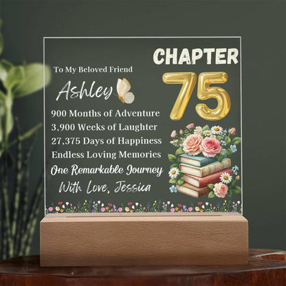 Personalized 75th Birthday Gift Acrylic Plaque With LED Base – view 8
