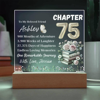 Personalized 75th Birthday Gift Acrylic Plaque With LED Base – view 5