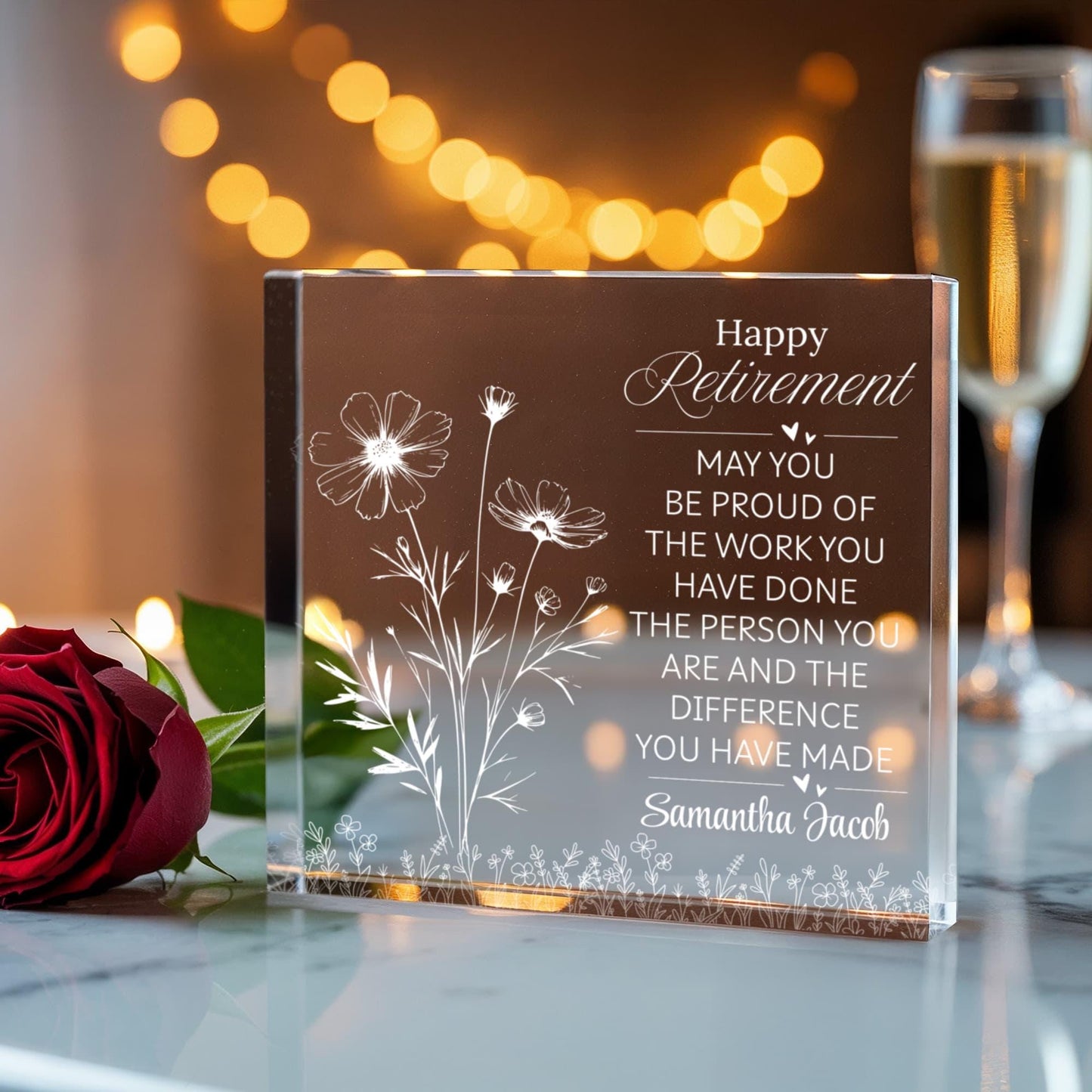 Personalized Retirement Gift for Woman Acrylic Block Plaque – view 2