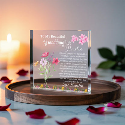 Granddaughter Personalized Gift Floral Acrylic Plaque – Christmas Gift – view 2
