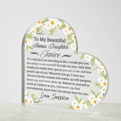 Bonus Daughter Personalized Gift Heart Acrylic Plaque – Birthday Gift – view 5