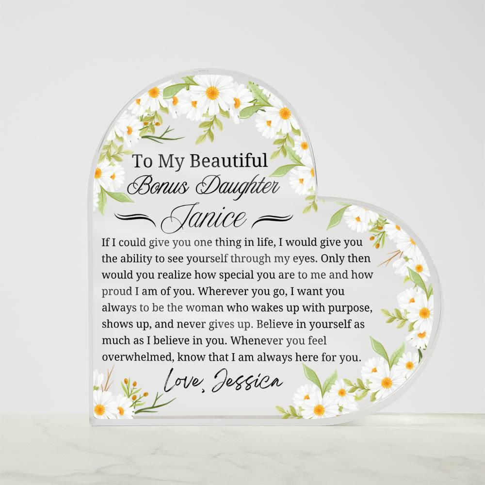 Bonus Daughter Personalized Gift Heart Acrylic Plaque – Birthday Gift – view 4