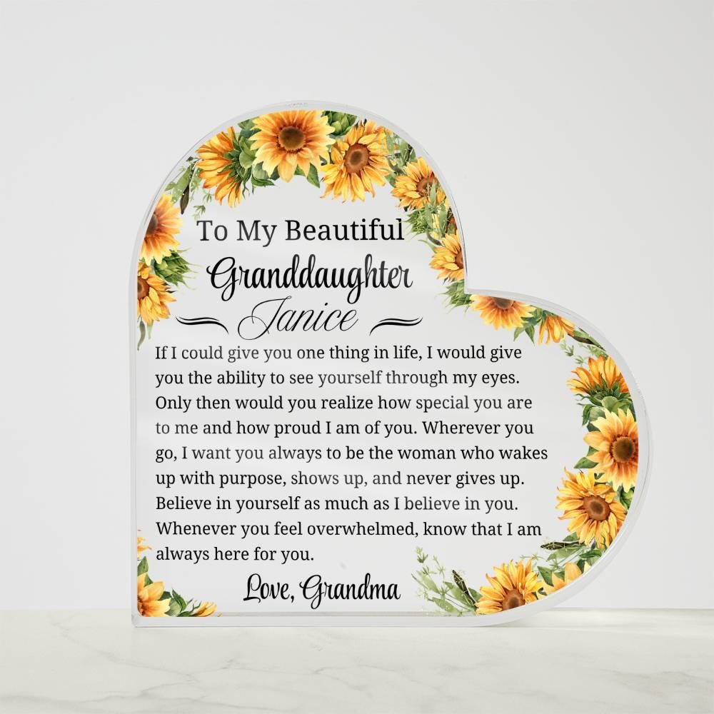 Granddaughter Gift Personalized Heart Acrylic Plaque – Unique Gift – view 5