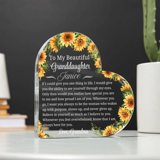 Granddaughter Gift Personalized Heart Acrylic Plaque – Unique Gift – view 2