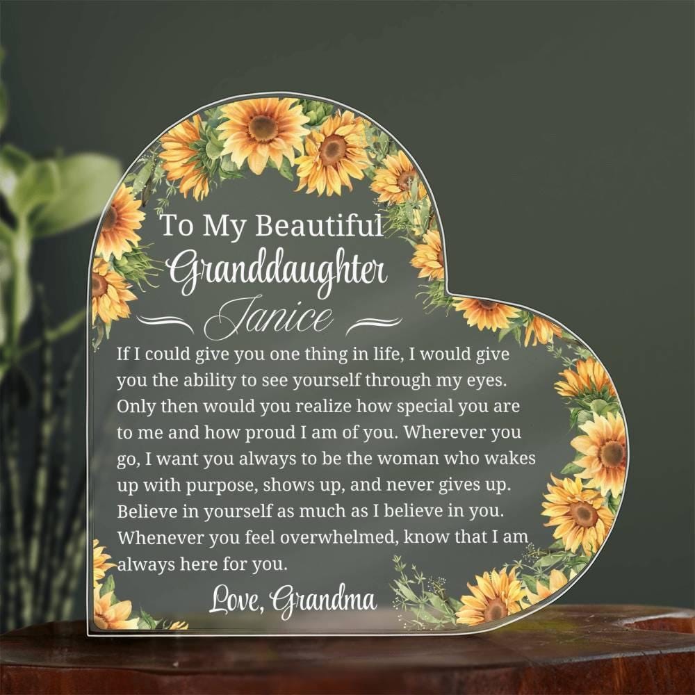 Granddaughter Gift Personalized Heart Acrylic Plaque – Unique Gift