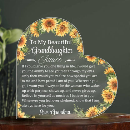Granddaughter Gift Personalized Heart Acrylic Plaque – Unique Gift