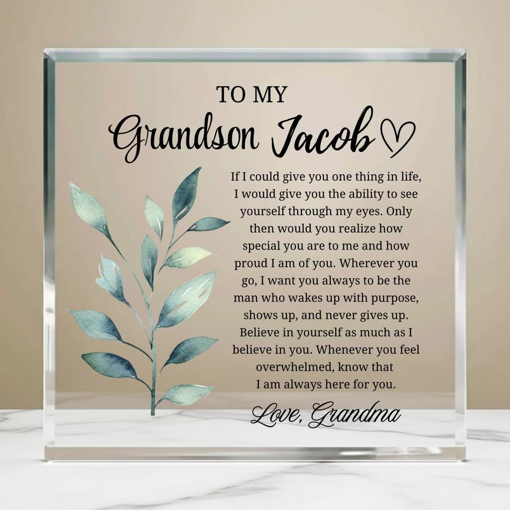 To My Grandson Gift Personalized Acrylic Plaque – Gift from Grandma