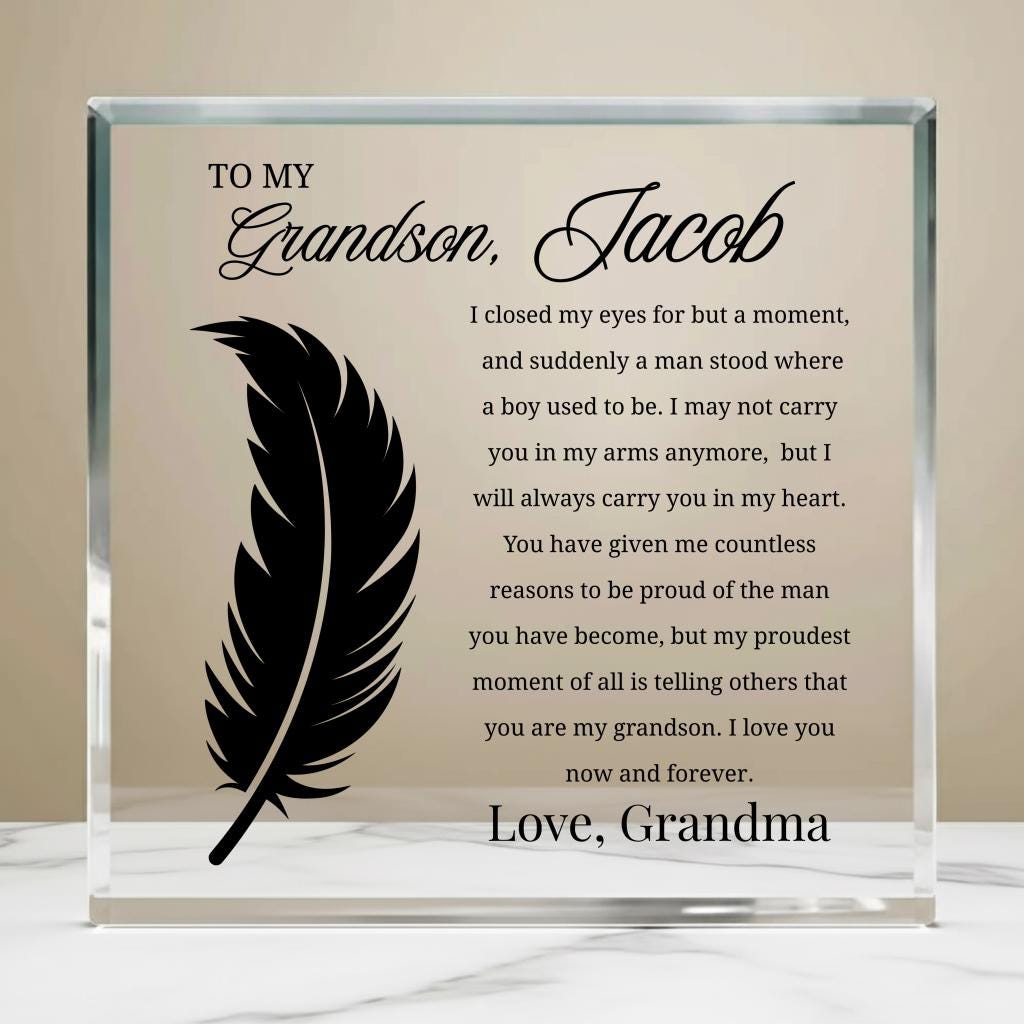 Personalized Grandson Gift Acrylic Block Plaque – Gift from Grandma – view 5
