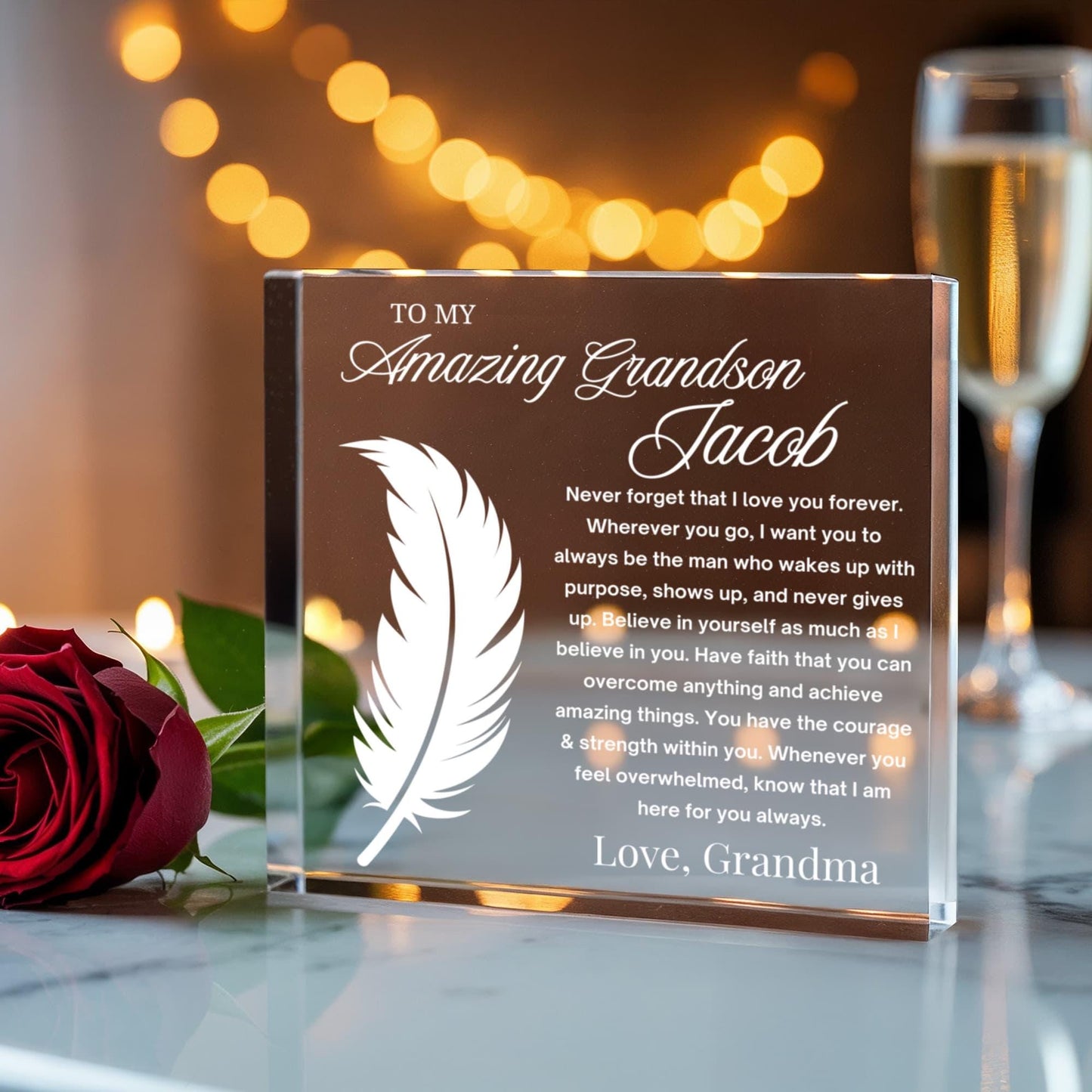 To My Grandson Personalized Acrylic Plaque – Birthday Gift – view 4