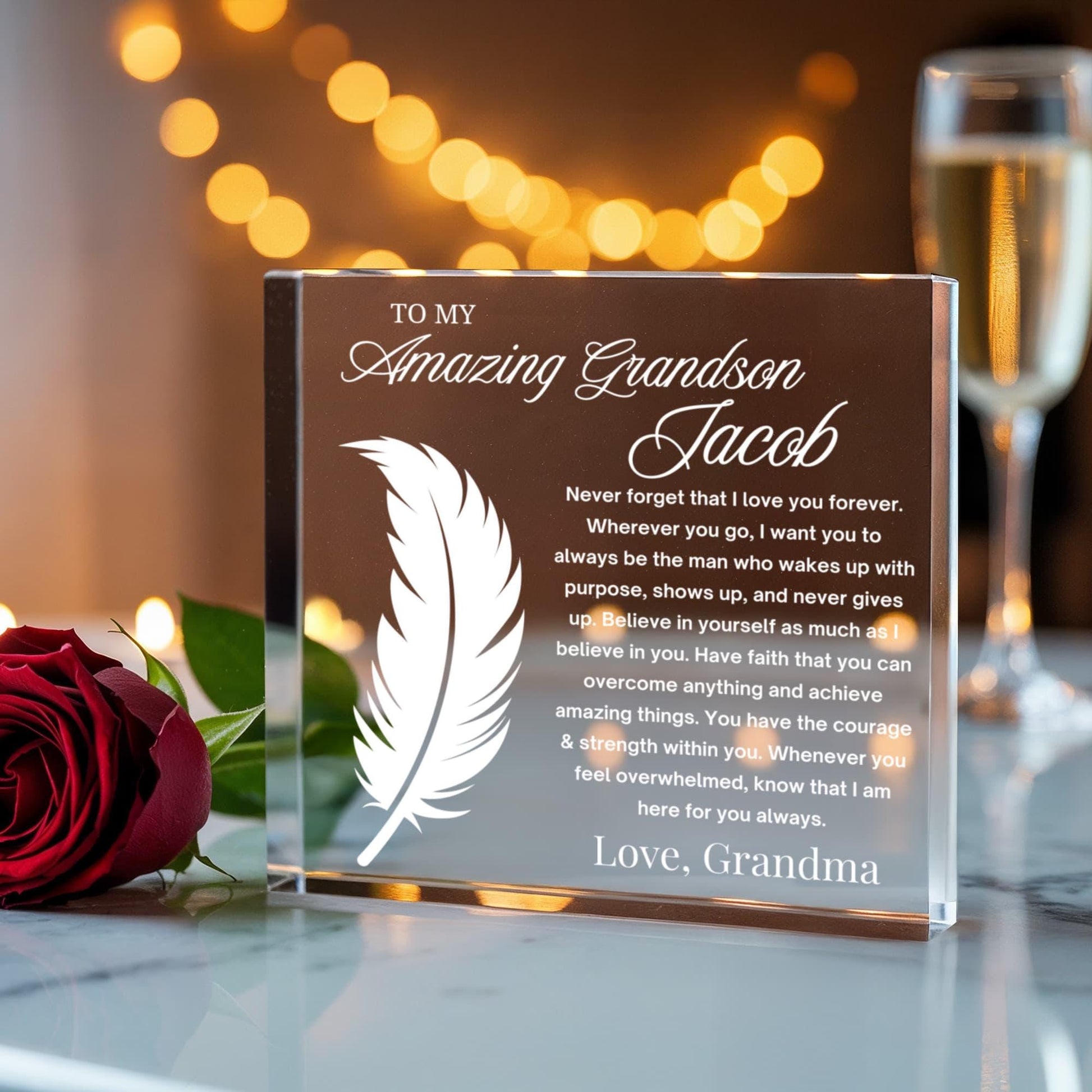 To My Grandson Personalized Acrylic Plaque – Birthday Gift – view 4