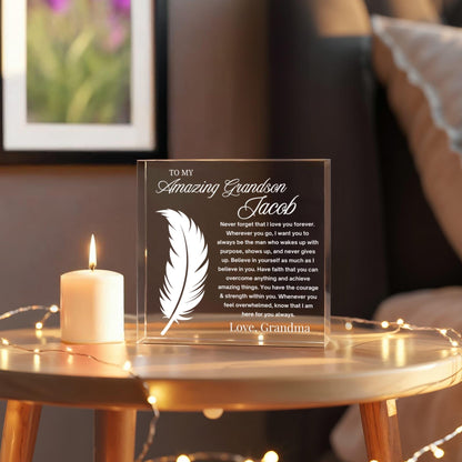 To My Grandson Personalized Acrylic Plaque – Birthday Gift – view 3