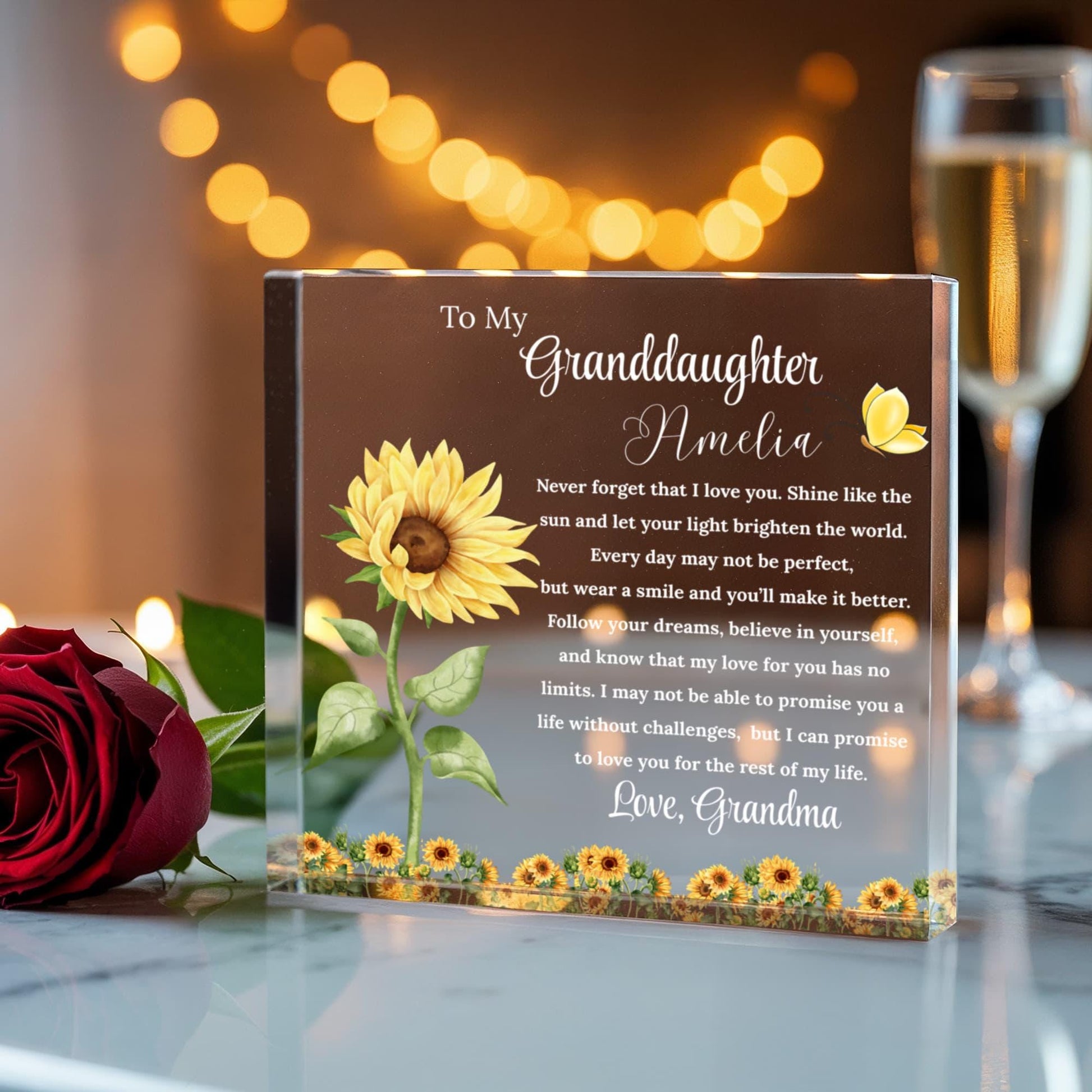 To My Granddaughter Gift Personalized Acrylic Block – Birthday Gift