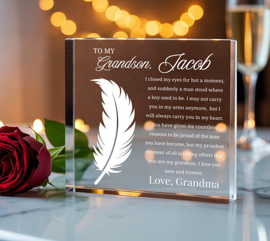 Personalized Grandson Gift Acrylic Block Plaque – Gift from Grandma