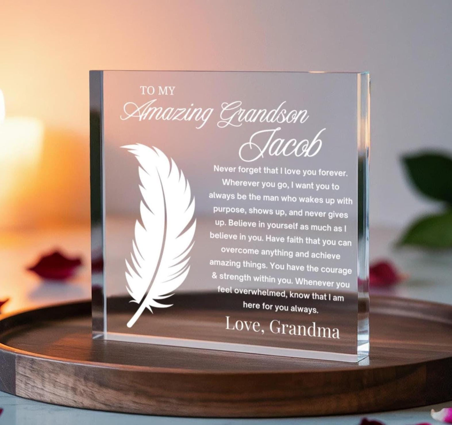 To My Grandson Personalized Acrylic Plaque – Birthday Gift – view 2