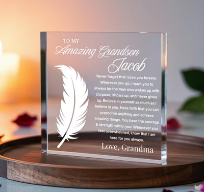 To My Grandson Personalized Acrylic Plaque – Birthday Gift – view 2