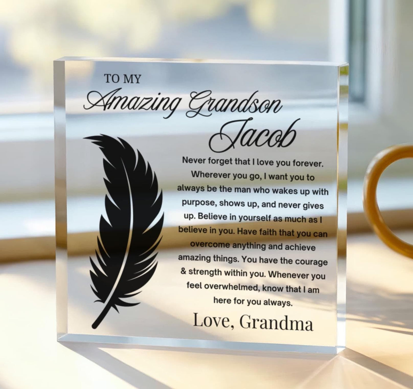 To My Grandson Personalized Acrylic Plaque – Birthday Gift