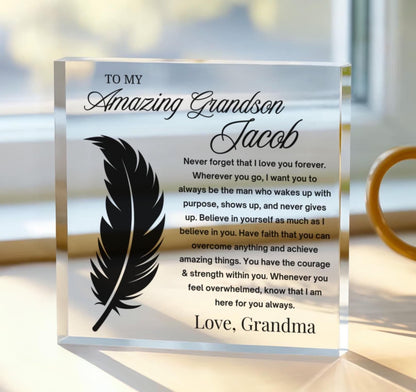 To My Grandson Personalized Acrylic Plaque – Birthday Gift
