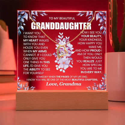 Granddaughter Gift Bundle Acrylic Plaque with forever Love necklace – view 8