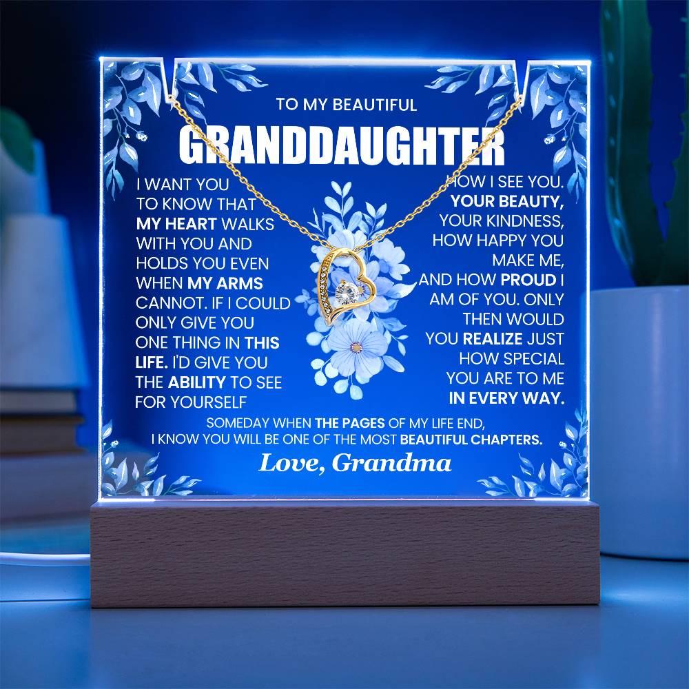 Granddaughter Gift Bundle Acrylic Plaque with forever Love necklace – view 3