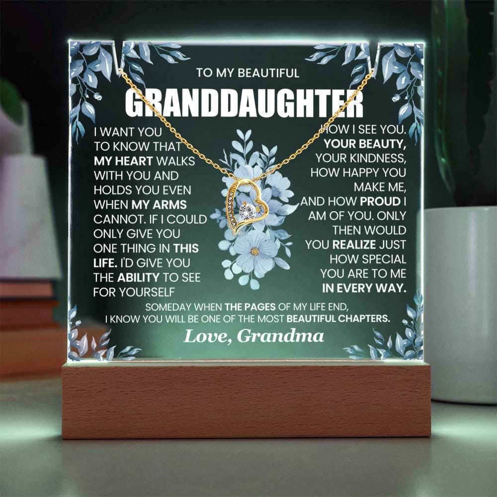 Granddaughter Gift Bundle Acrylic Plaque with forever Love necklace