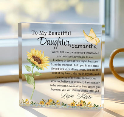 To My Daughter Personalized Thick Acrylic Plaque – Gift from Mom – view 2
