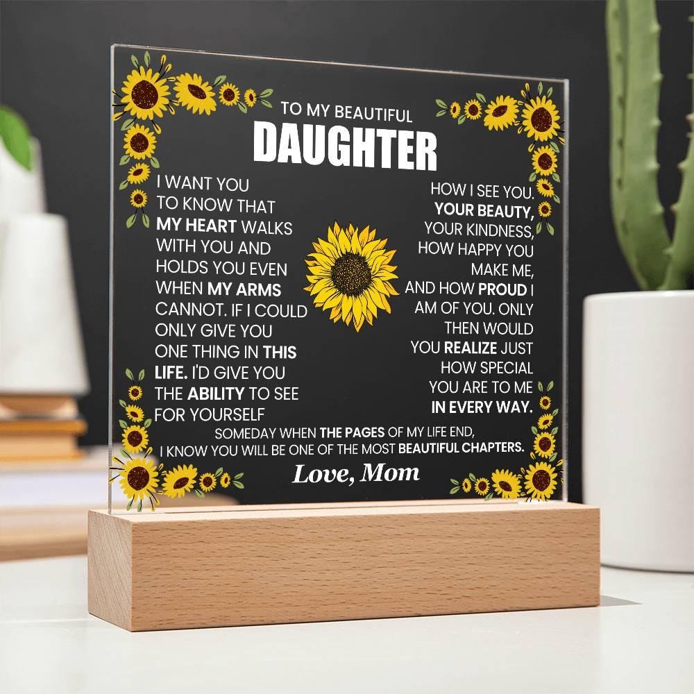 Personalized Daughter Sunflower LED Acrylic Plaque – Graduation gift