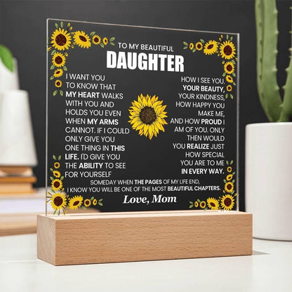 Personalized Daughter Sunflower LED Acrylic Plaque – Graduation gift