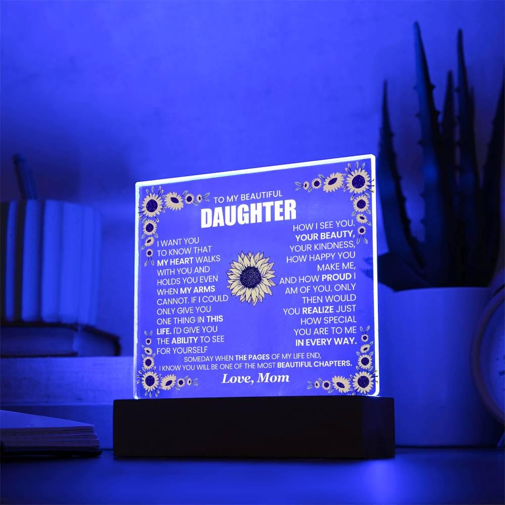 Personalized Daughter Sunflower LED Acrylic Plaque – Graduation gift – view 3