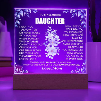 Personalized Daughter Floral LED Acrylic Plaque – Graduation gift – view 3