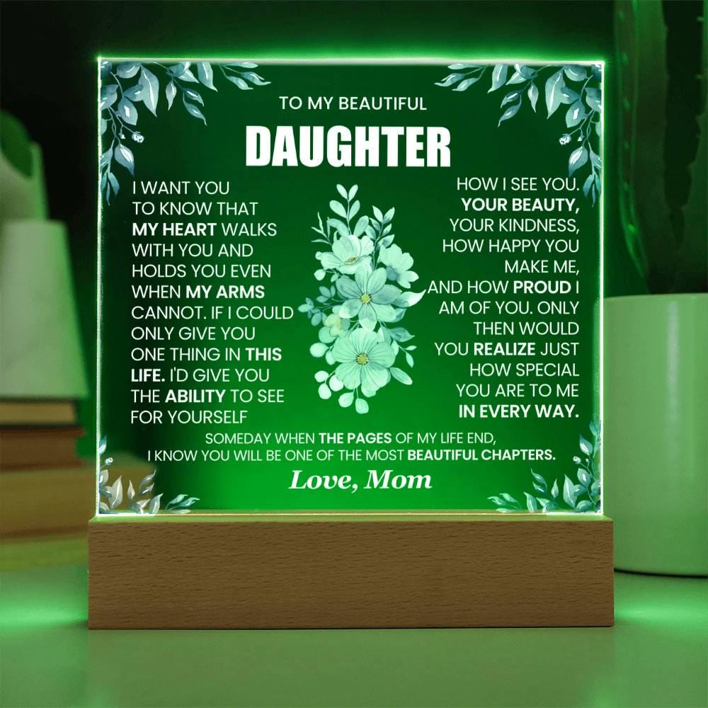 Personalized Daughter Floral LED Acrylic Plaque – Graduation gift – view 9