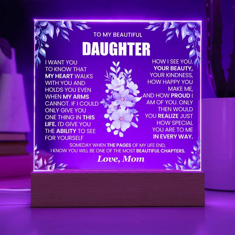 Personalized Daughter Floral LED Acrylic Plaque – Graduation gift – view 10