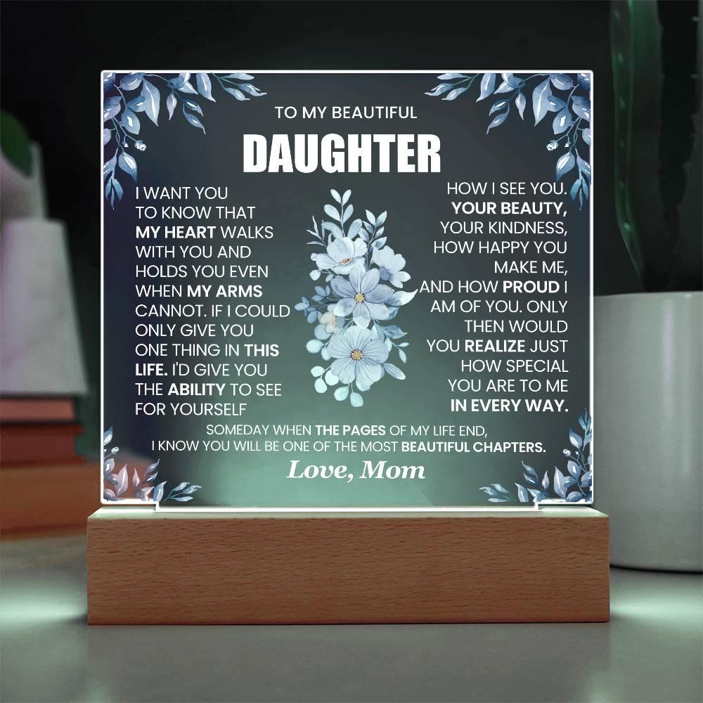 Personalized Daughter Floral LED Acrylic Plaque – Graduation gift